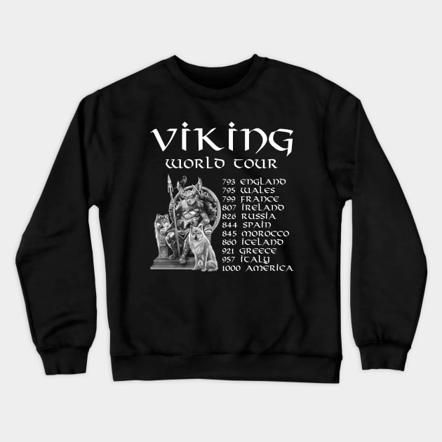 Viking World Tour Pagan Norse Scandinavian Medieval History Crewneck Sweatshirt by Styr Designs